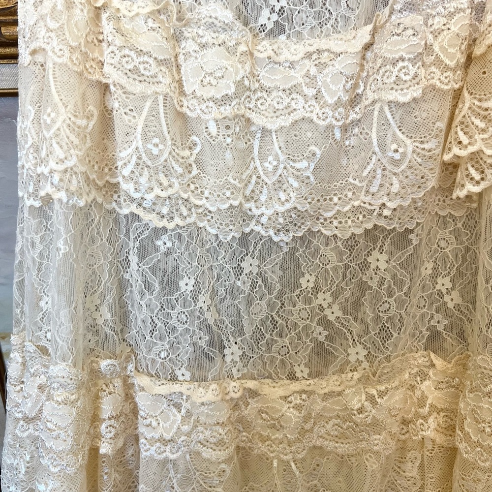 New! Dolls Kill Current Mood “Prairie Song” Sheer Tiered Lace Maxi Skirt - Picture 5 of 5
